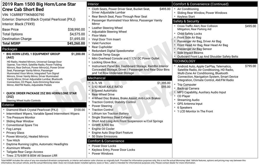 2019 RAM 1500 Big Horn/Lone Star