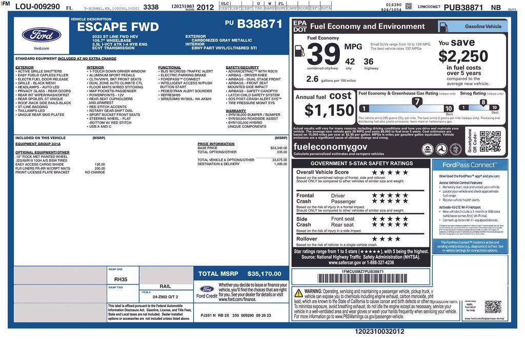 2023 Ford Escape Hybrid ST-Line