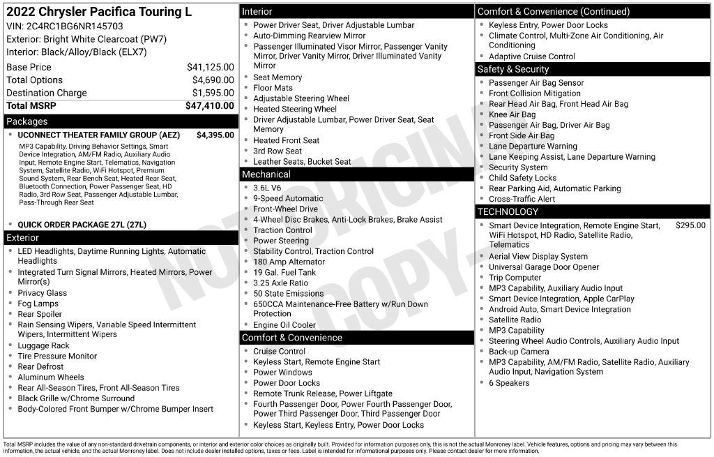 2022 Chrysler Pacifica Touring L