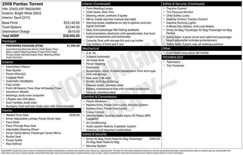 2008 Pontiac Torrent Base