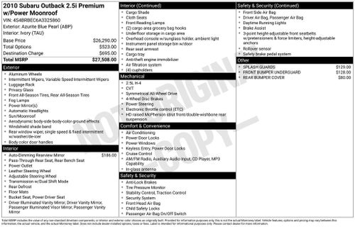 2010 Subaru Outback 2.5i Premium