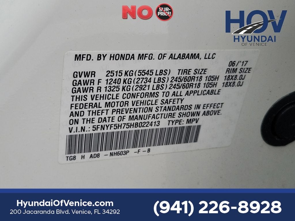 2017 Honda Pilot EX-L w/Navigation