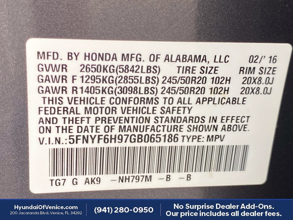 2016 Honda Pilot Touring