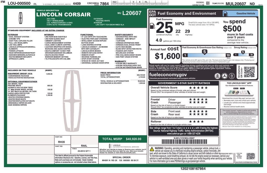 2021 Lincoln Corsair Standard