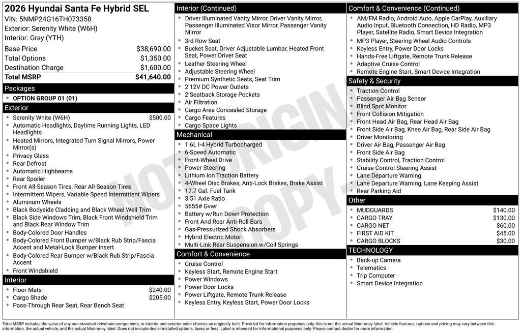 2026 Hyundai SANTA FE HYBRID SEL