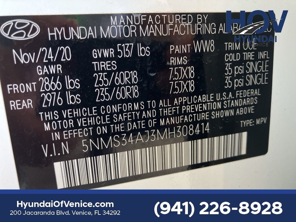 2021 Hyundai SANTA FE SEL Convenience + Premium Package