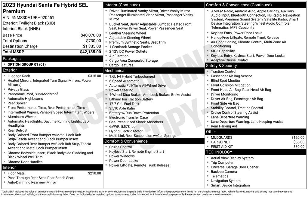 2023 Hyundai SANTA FE HYBRID SEL Premium