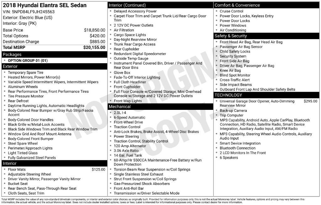 2018 Hyundai ELANTRA SEL