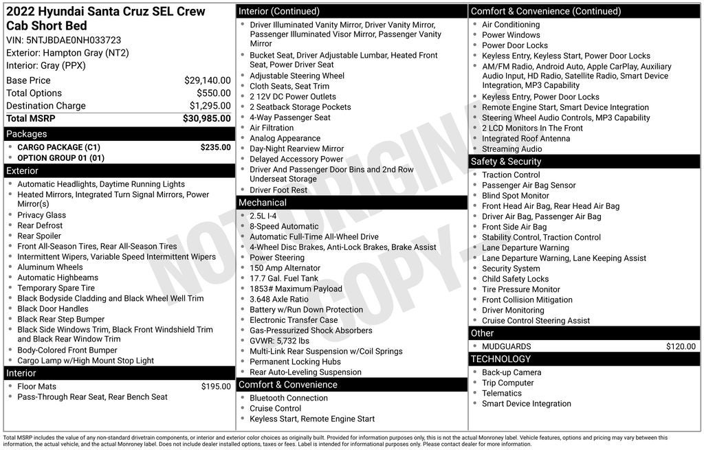 2022 Hyundai SANTA CRUZ SEL