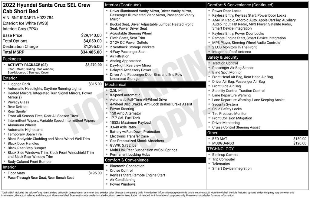 2022 Hyundai SANTA CRUZ SEL