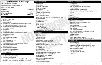 2020 Toyota Sienna L 7 Passenger