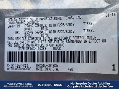 2016 Toyota Tundra SR5 4.6L V8