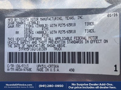 2016 Toyota Tundra SR5 4.6L V8