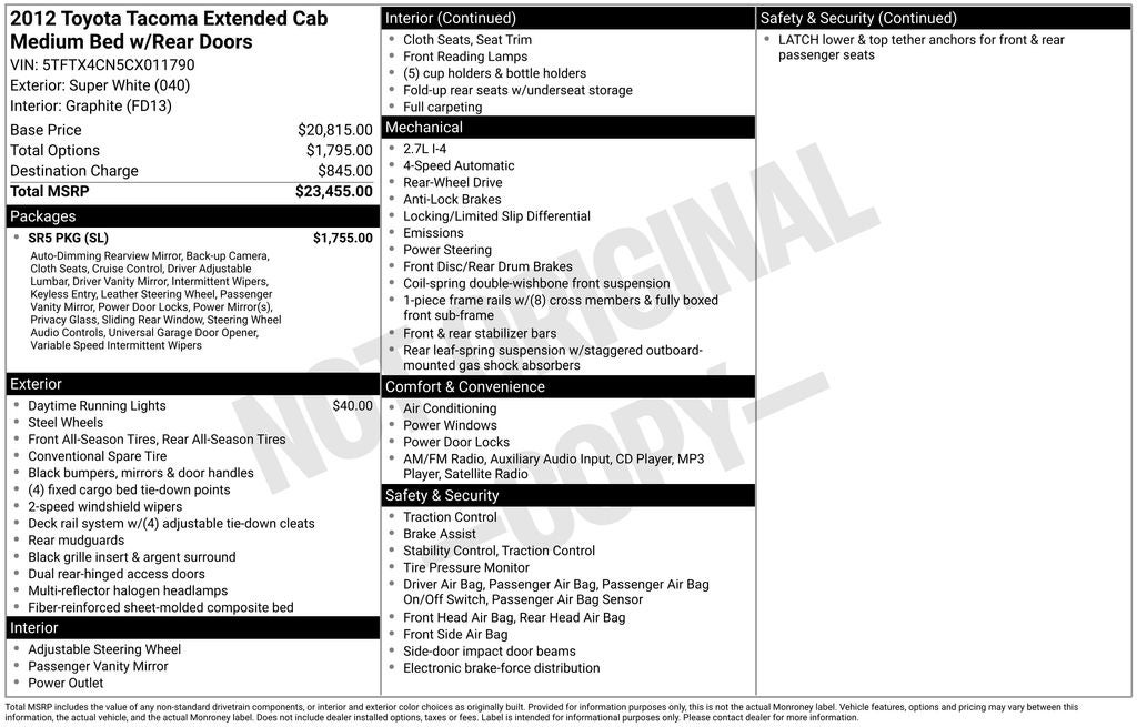 2012 Toyota Tacoma Base