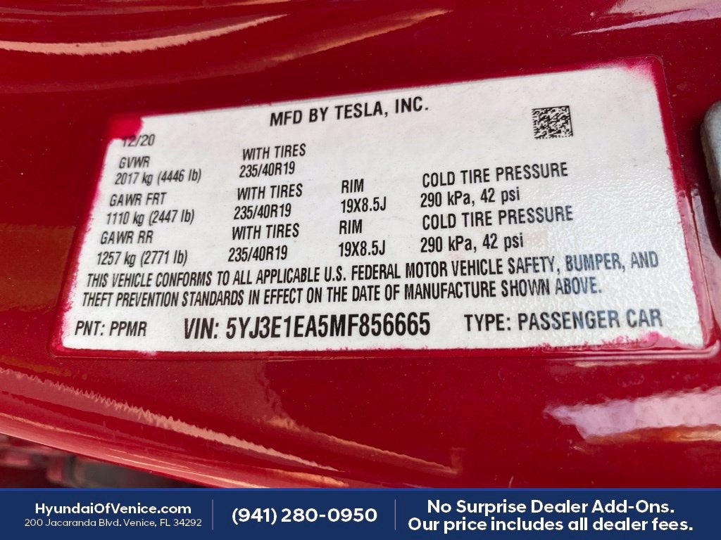 2021 Tesla Model 3 Standard Range Plus
