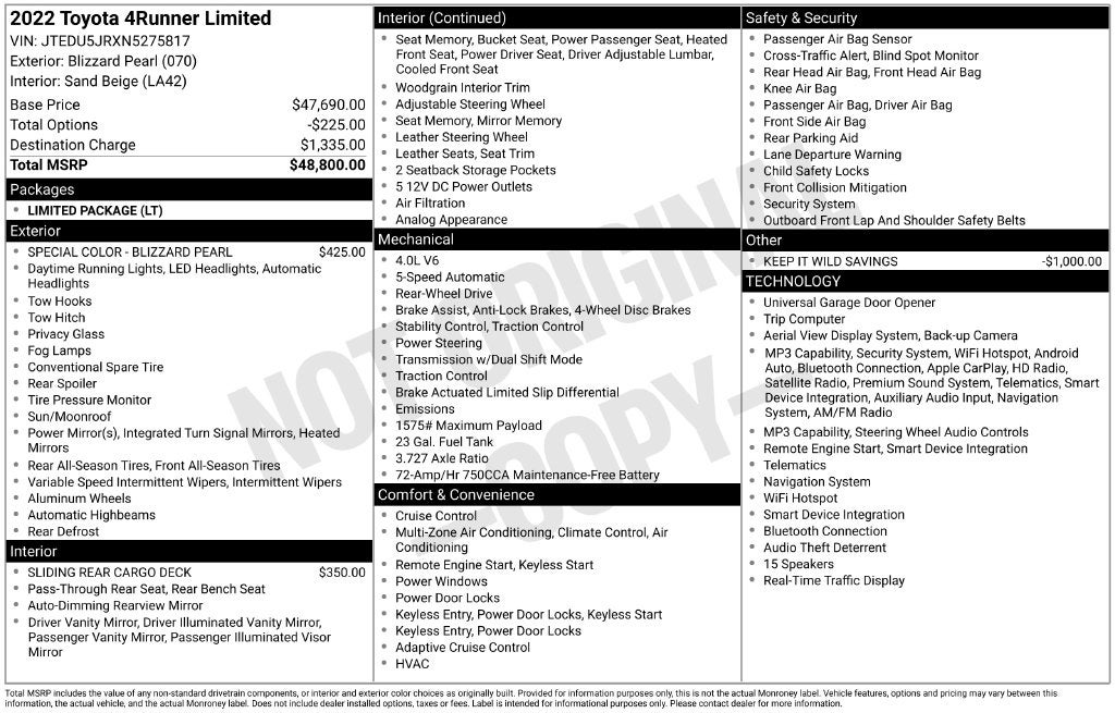 2022 Toyota 4Runner Limited