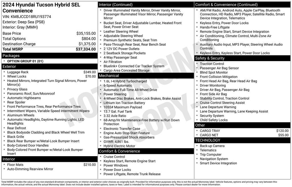 2024 Hyundai TUCSON HYBRID SEL Convenience