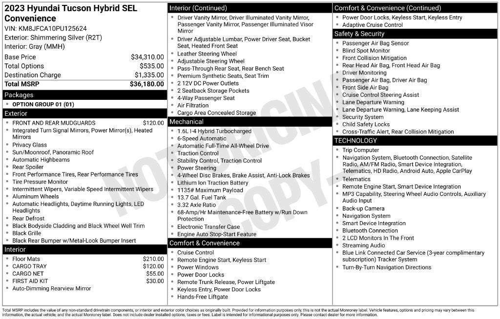 2023 Hyundai TUCSON HYBRID SEL Convenience