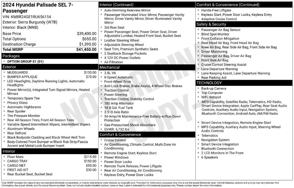 2024 Hyundai PALISADE SEL 7 Passenger