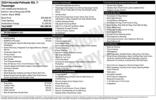 2024 Hyundai PALISADE SEL 7 Passenger