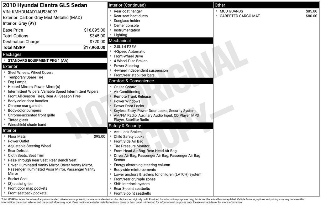 2010 Hyundai ELANTRA GLS