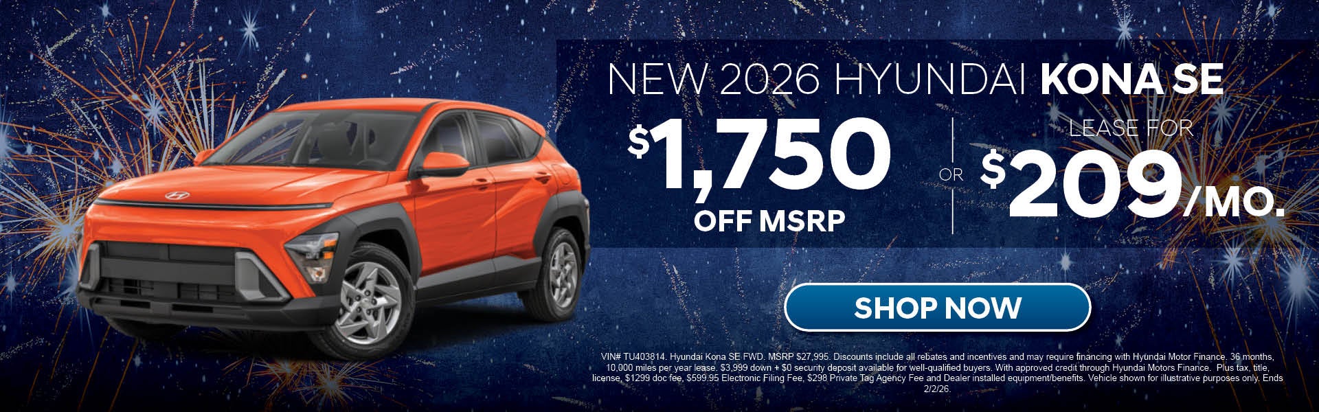 New 2026 Hyundai Kona SE